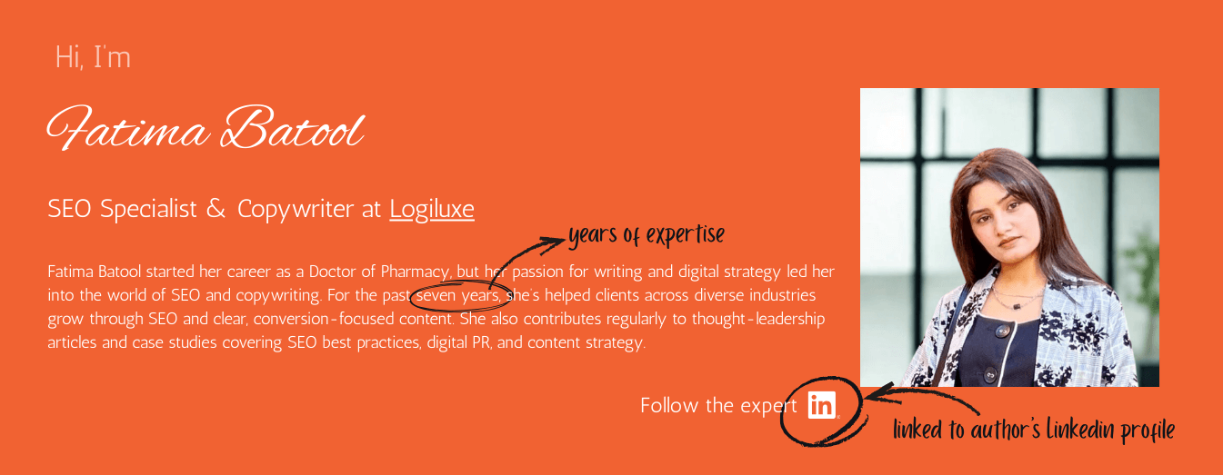 Example of author bio optimization