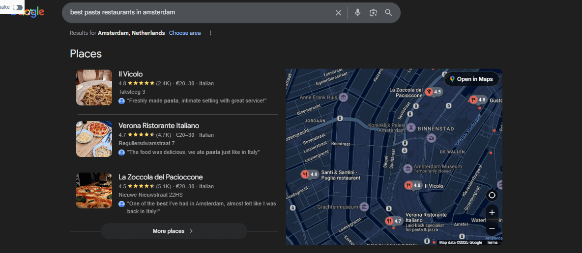 Google 3 pack example