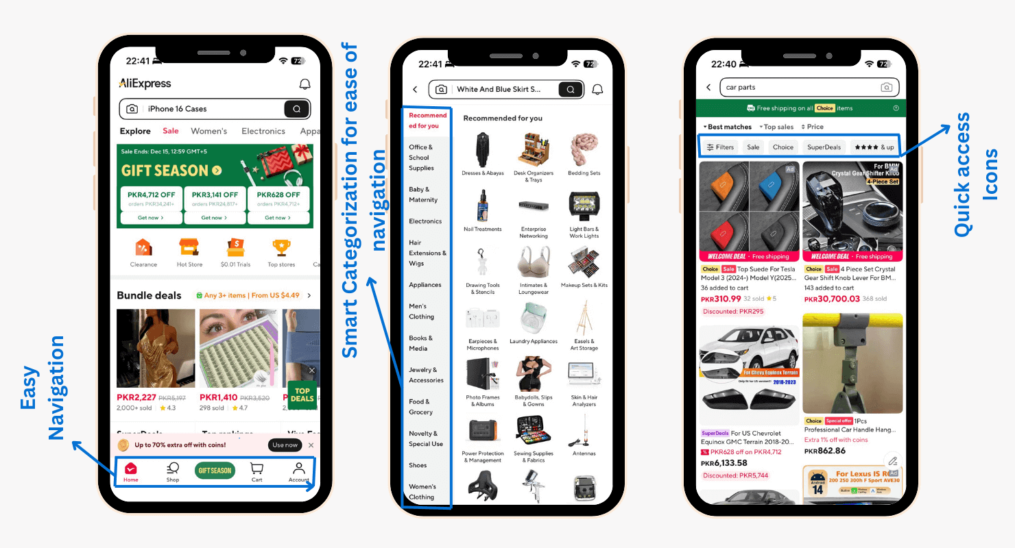 example of mobile friendly website design and navigation