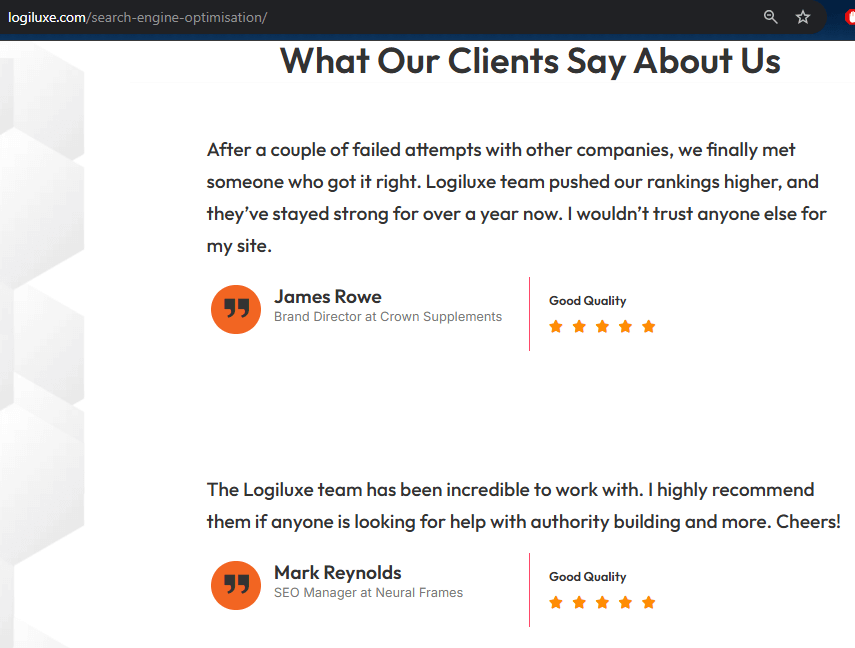 testimonial examples for first party proof
